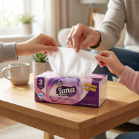 Lana Ultra Soft 3-Ply Tissues in three large packs, soft and durable for everyday use, in a convenient economic bundle.