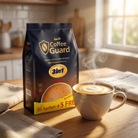 Coffee:Shammout Coffee Guard 3in1 instant coffee mix 30ct with rich blend and original flavor in individual sachets.