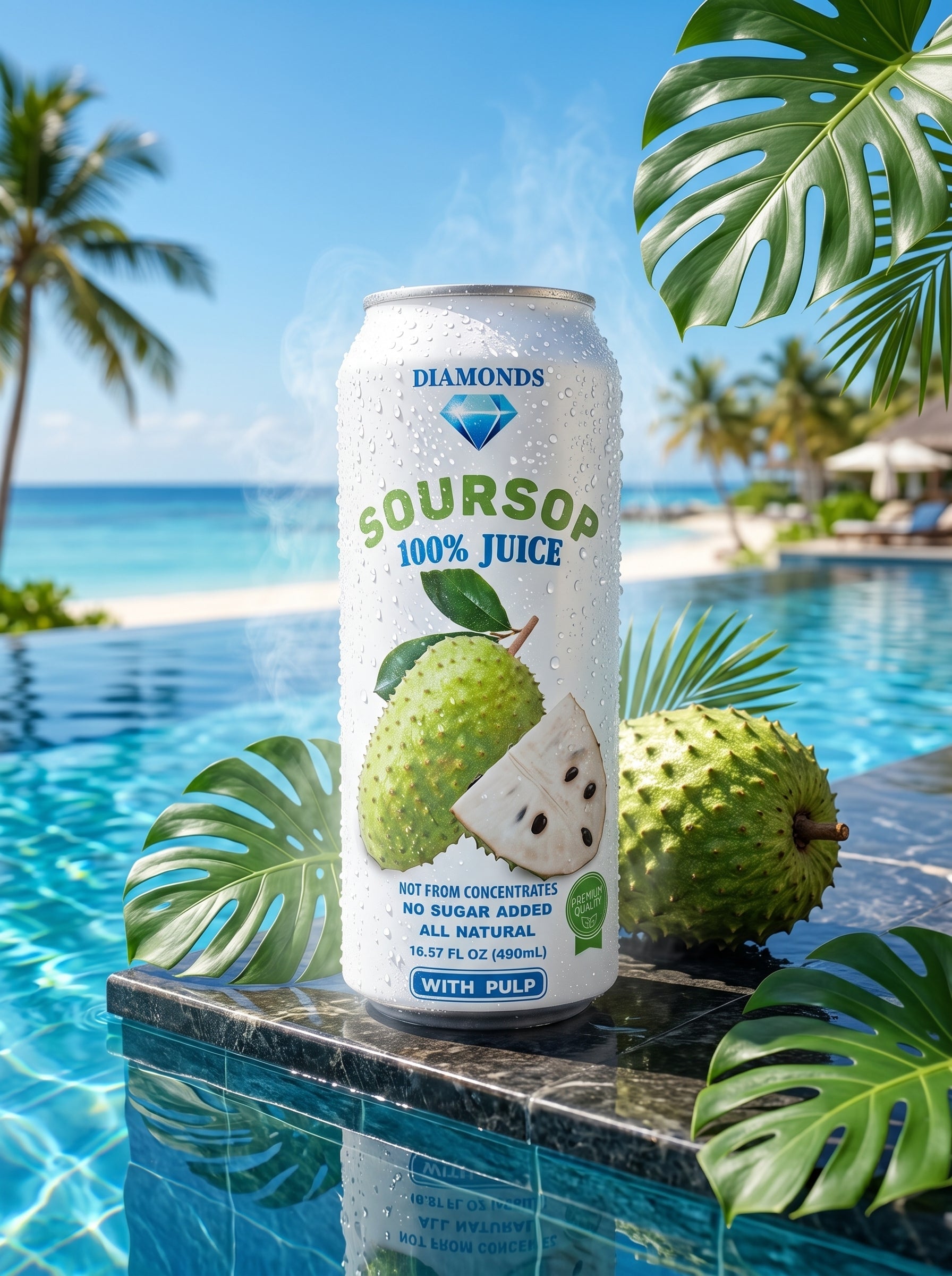 Diamonds Soursop Juice with Pulp 16.57 FL OZ (490mL)  - Pure Tropical Refreshment