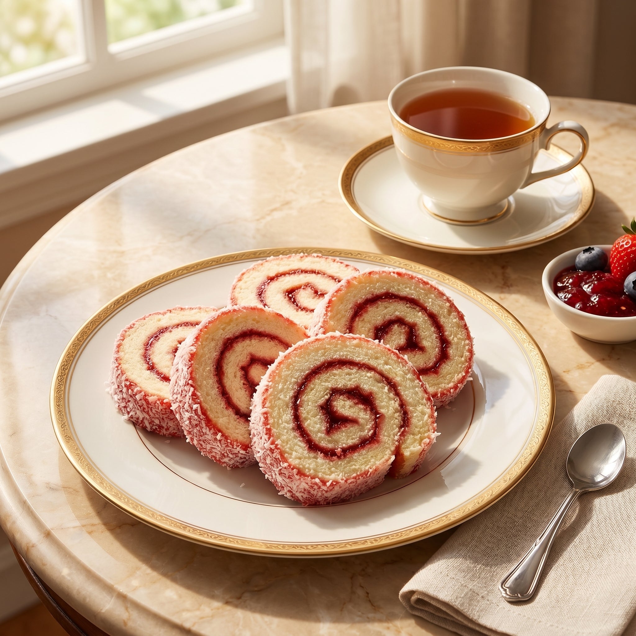 Delisia Big Jelly Roll Sponge Cake, 14 oz (397g), Traditional Fruit Jam Filling with Shredded Coconut, 0g Trans Fat, Kosher Certified, Ready-to-Serve Sweet Dessert Snack