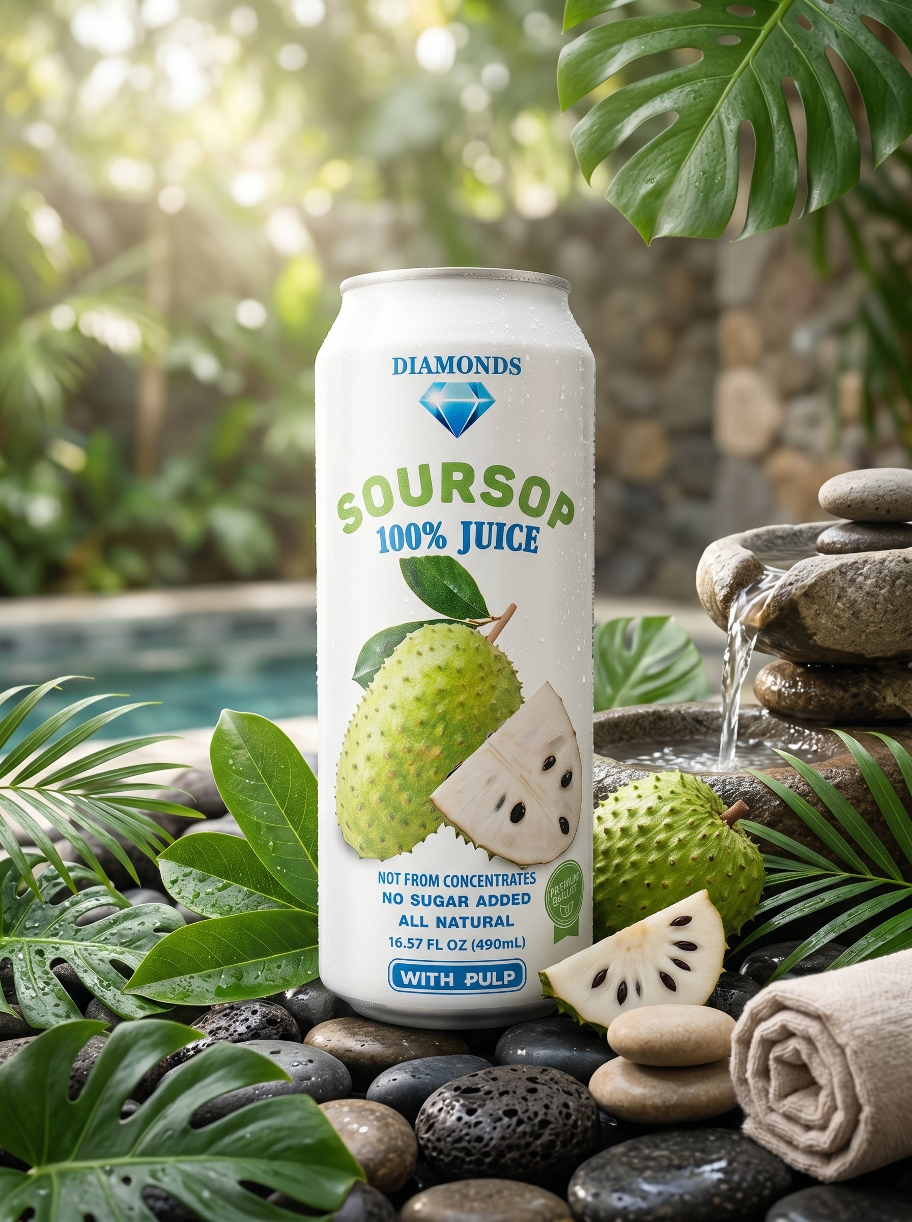 Diamonds Soursop Juice with Pulp 16.57 FL OZ (490mL)  - Pure Tropical Refreshment