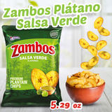 Zambos Plantain Chips – Delicious Plantain Chips with Green Salsa (Tajaditas de Plátano con Salsa Verde), Unique Flavor from Salvajes del Trópico, plantain chip (5.29oz)