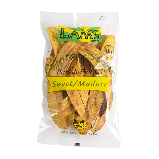Lam's Plantain strips | Vegetable snacks | 2.1oz | 60g | Healthy snacks | Gluten Free | Banana Chips (Sweet/Maduro) | All Natural