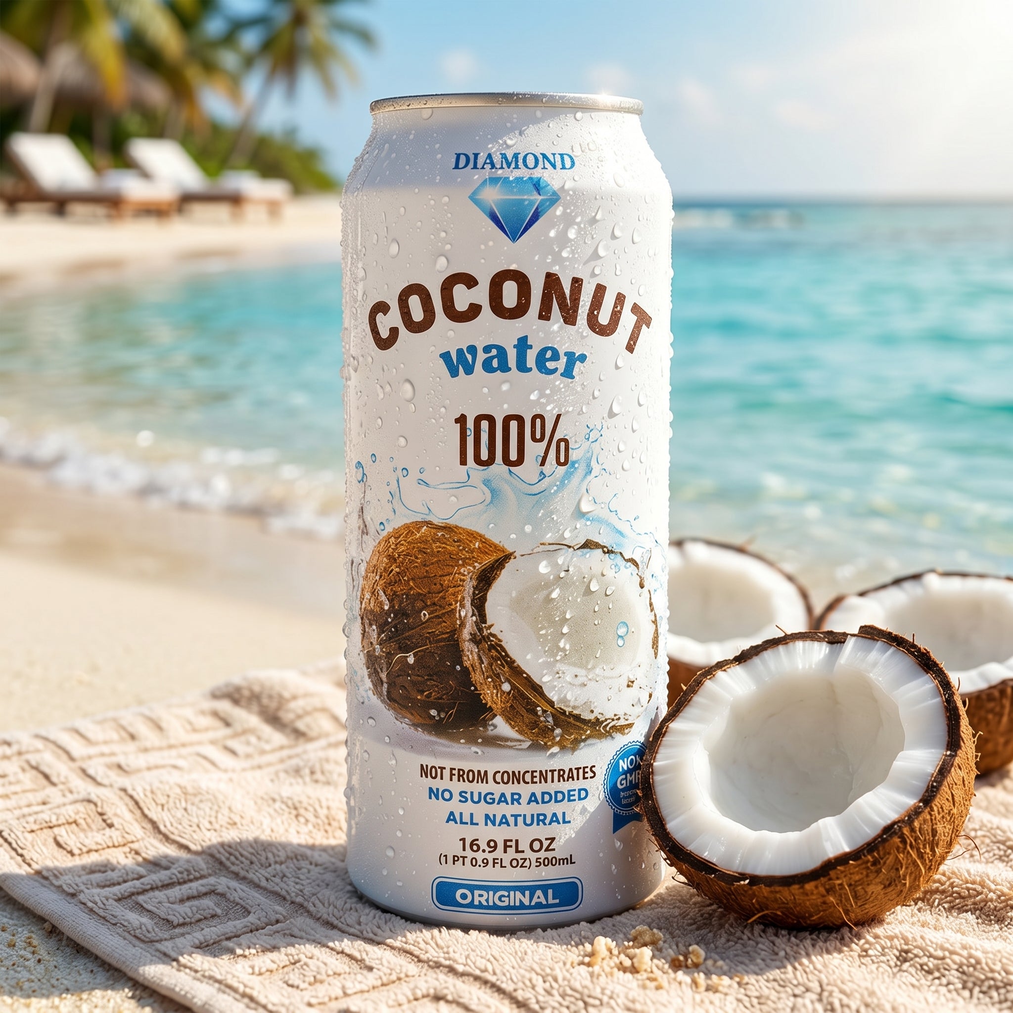 Diamonds Coconut Water with Pulp 16.9 FL OZ 100% Pure No Added Sugar for Natural Hydration