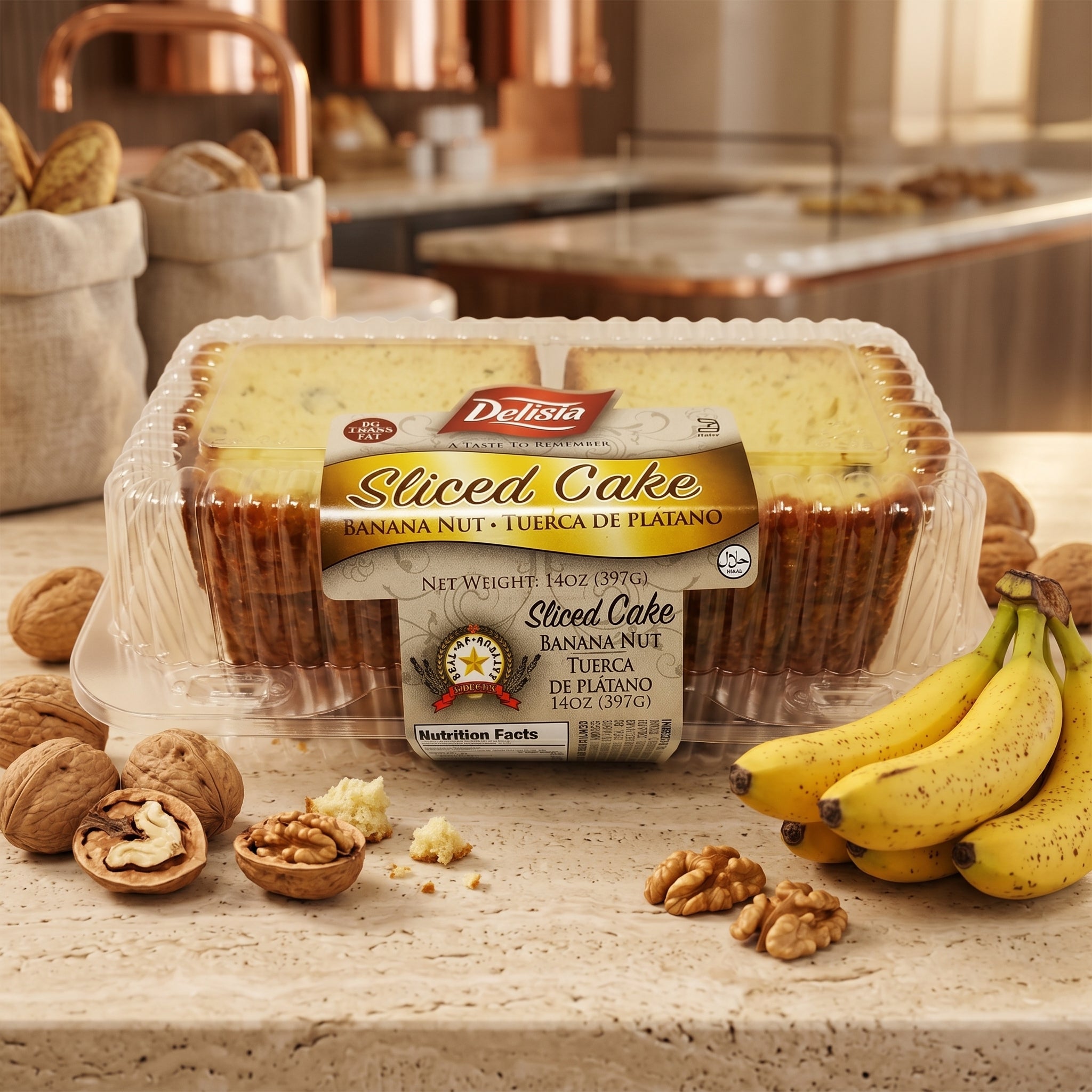Delisia Big Sliced Cakes Banana NUT Breakfast Cakes 14 Oz