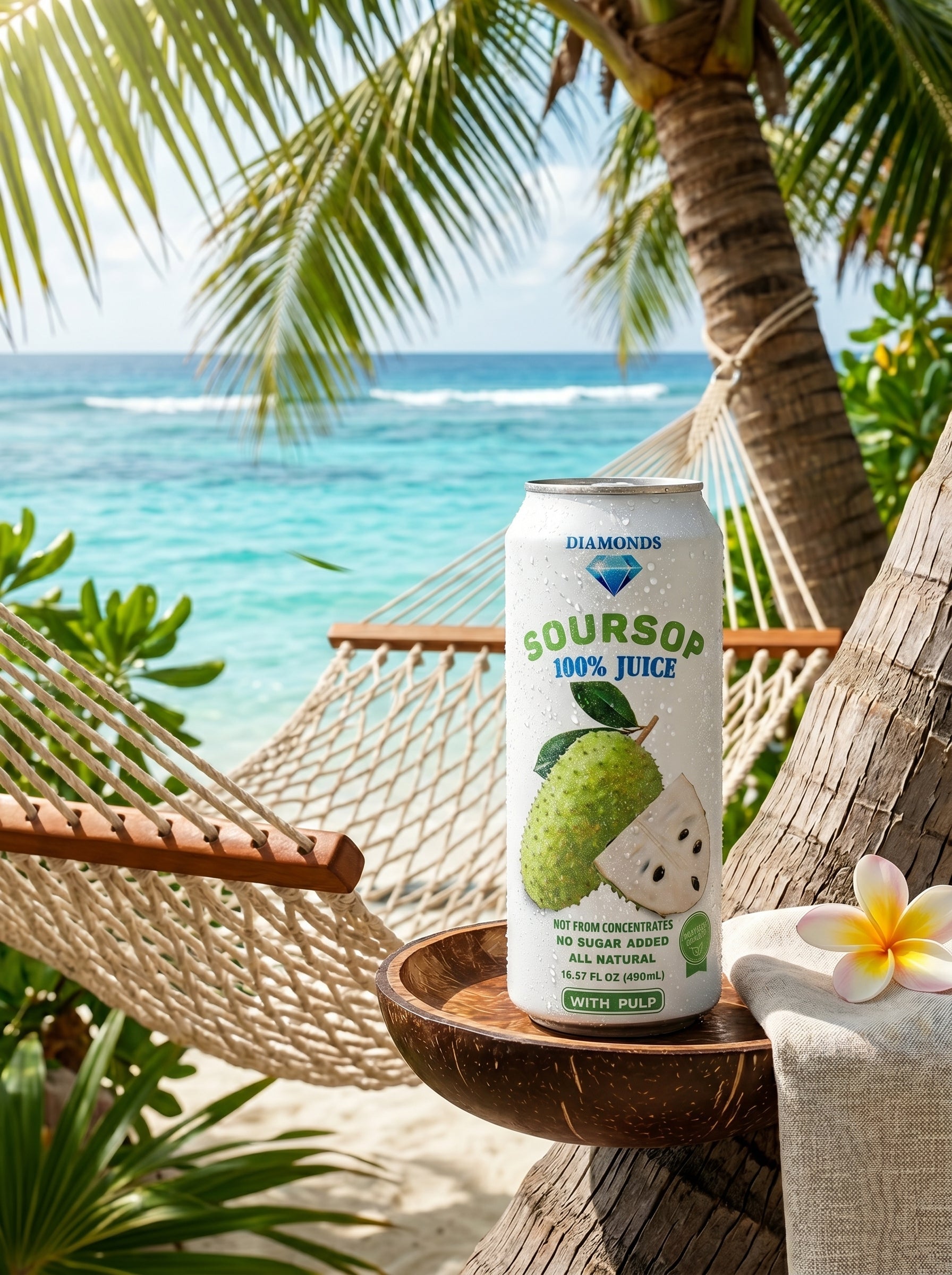 Diamonds Soursop Juice with Pulp 16.57 FL OZ (490mL)  - Pure Tropical Refreshment