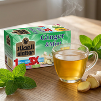 AlAttar Ginger & Mint Tea concentrate in a bottle, herbal digestive brew with fresh ginger and mint flavor, 3X concentrated.