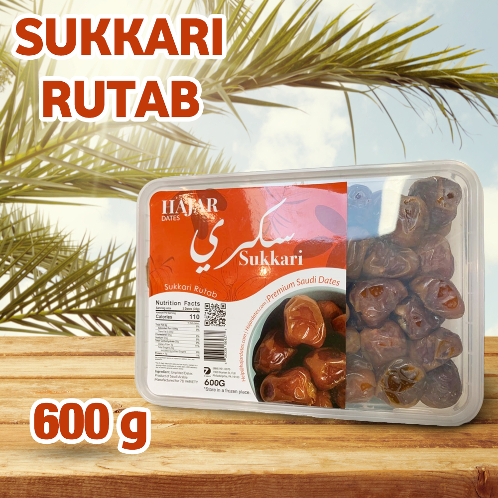 Dates: Hajar dates | Sukkari Rutab | premium Saudi dates | Best breakfast in Ramadan | Naturally sweet | 100% Fresh | Packed securely | Ramadan gift box | 600g | Store in a frozen place