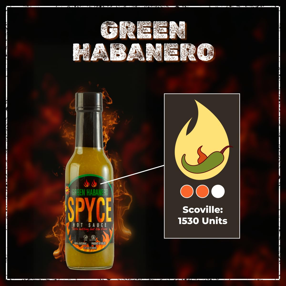SPYCE Green Habanero Hot Sauce 5 fl oz | Low Sodium, 100% Natural | For Flavorful Meals - SANI-LLC