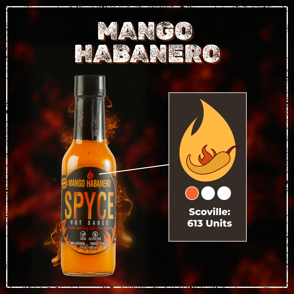 SPYCE Mango Habanero Hot Sauce 5 fl oz 100% Natural, Vegan & Gluten-Free for Flavorful Meals - SANI-LLC