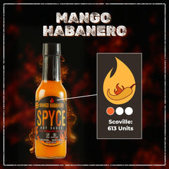SPYCE Mango Habanero Hot Sauce 5 fl oz 100% Natural, Vegan & Gluten-Free for Flavorful Meals - SANI-LLC