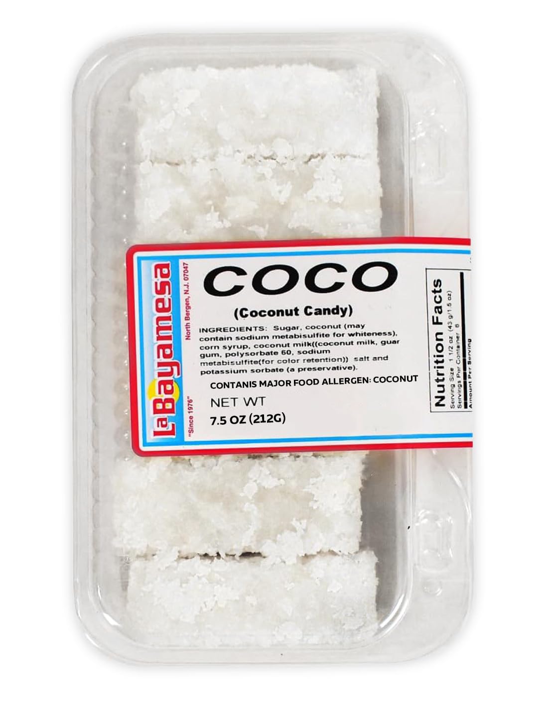 La Bayamesa Coco Blanco coconut candy 7.5oz 212g