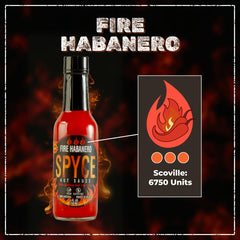 SPYCE Fire Habanero Hot Sauce 5 FL OZ (148 ML) Non-GMO, No MSG, No Sugar, No Filler For Bold Flavor & Heat on Any Meal - SANI-LLC