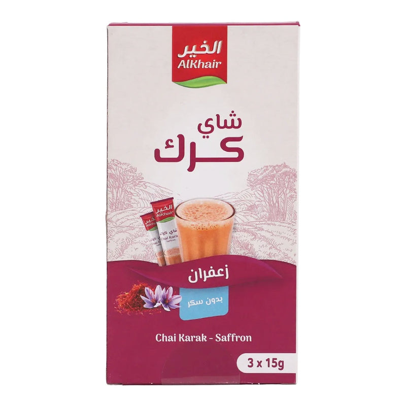 AlKhair Saffron Karak Tea 3x15g Sugar-Free Instant Spiced Chai