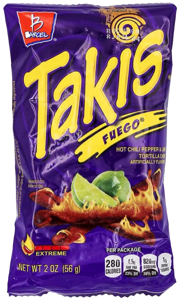 Barcel: Takis Fuego Hot Chili Pepper & Lime Tortilla Chips (2 Oz) Pack 1 | BIG SALE 50%