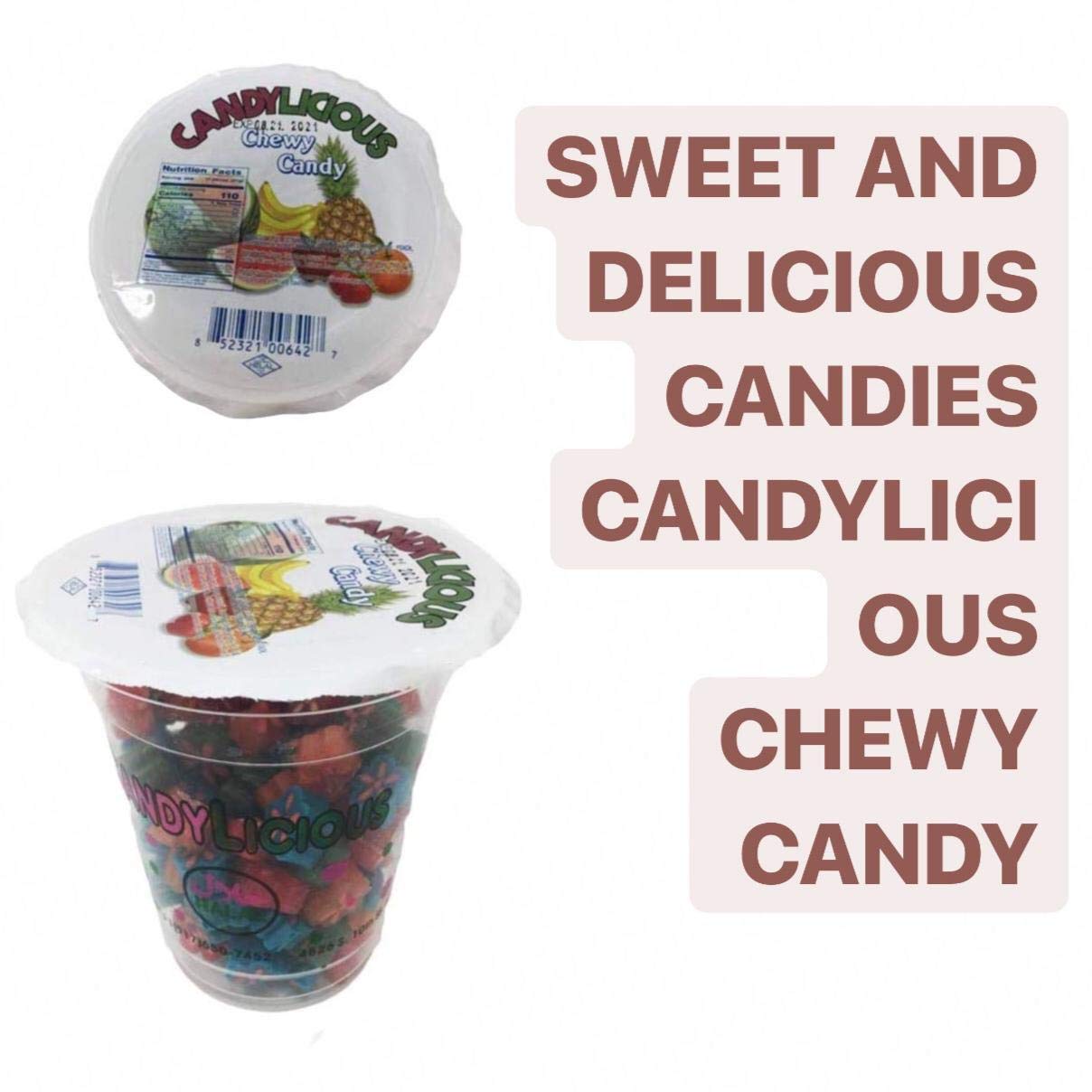 Cup Candy Licious | CHEWY CANDY | Mix fruit |HALAL | Sweets & Delicious|6oz. (2 PACKS)