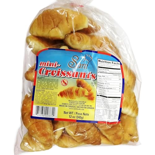 Yummies Sani Mini Croissants, Plain Croissants, Mini Croissants Bakery Fresh, Big Bag, Breakfast Pastry or Snack, Non-GMO, Breakfast Croissants, Croissants Bakery, 2 Packs of 12 oz (340g)