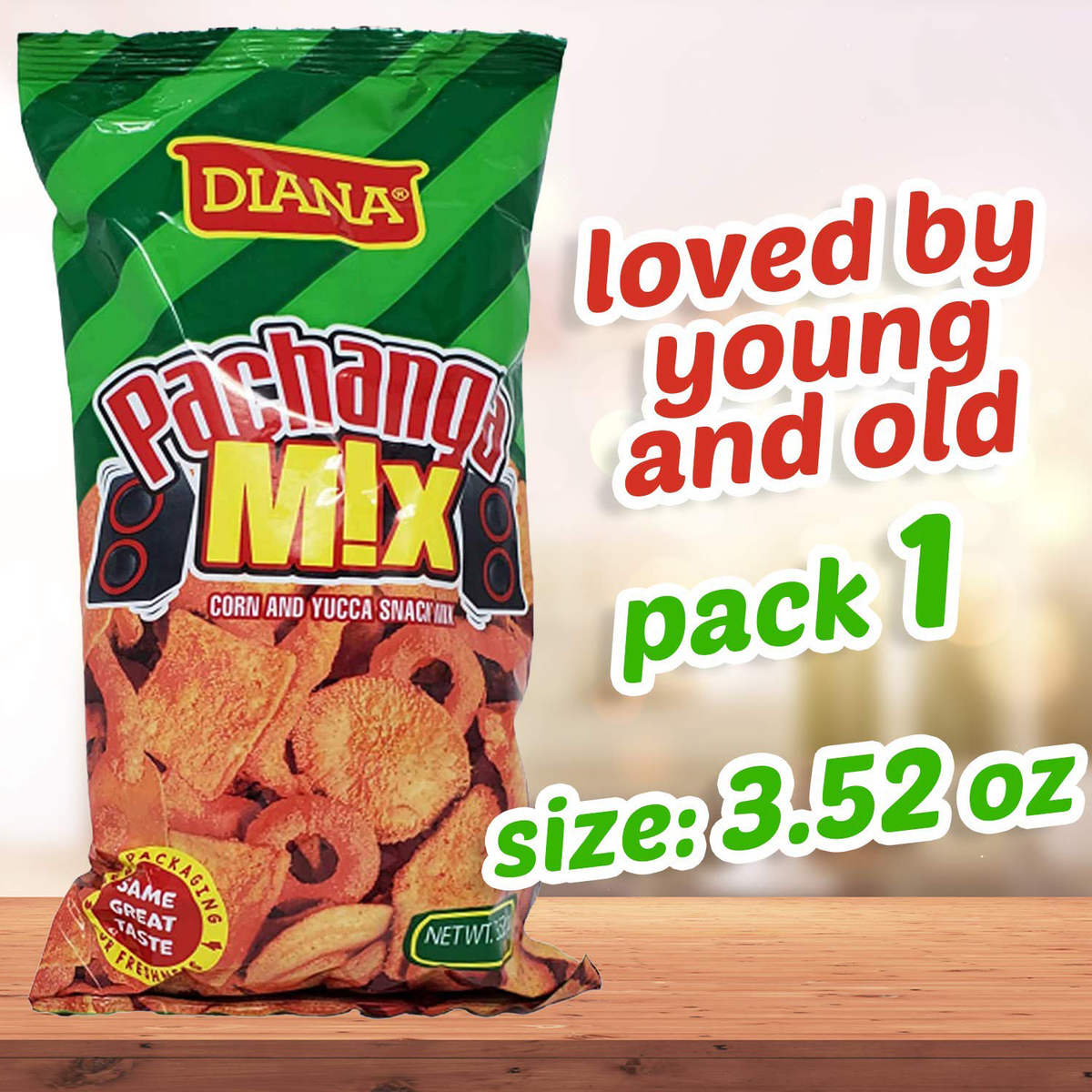 Diana Pachanga Mix Chasteness, Yucca Chips, Corn, and Tortilla Nachos Pack 01 3.52 oz