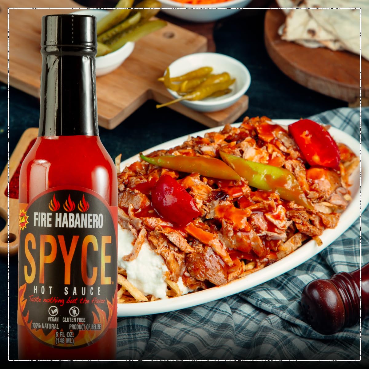 SPYCE Fire Habanero Hot Sauce 5 FL OZ (148 ML) Non-GMO, No MSG, No Sugar, No Filler For Bold Flavor & Heat on Any Meal - SANI-LLC