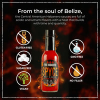 SPYCE Fire Habanero Hot Sauce 5 FL OZ (148 ML) Non-GMO, No MSG, No Sugar, No Filler For Bold Flavor & Heat on Any Meal - SANI-LLC