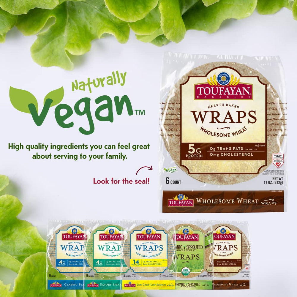 Toufayan Wraps – Wholesome Wheat 6 COUNT | NET WT. 11 OZ. (312g) - 1PaysLess