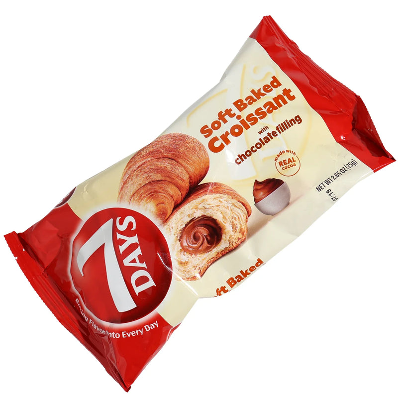 7 Days Soft Baked Croissant, 2.65 oz Single Pack, Rich Chocolate Filling with Real Cocoa, Individually Wrapped Gourmet Breakfast Pastry and Ready-to-Eat Snack