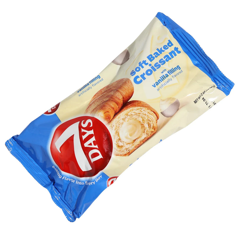 7 Days Soft Baked Croissant, 2.65 oz Single Pack, Rich Vanilla Filling, Individually Wrapped Pastry for Breakfast, Office, and On-the-Go Snacking