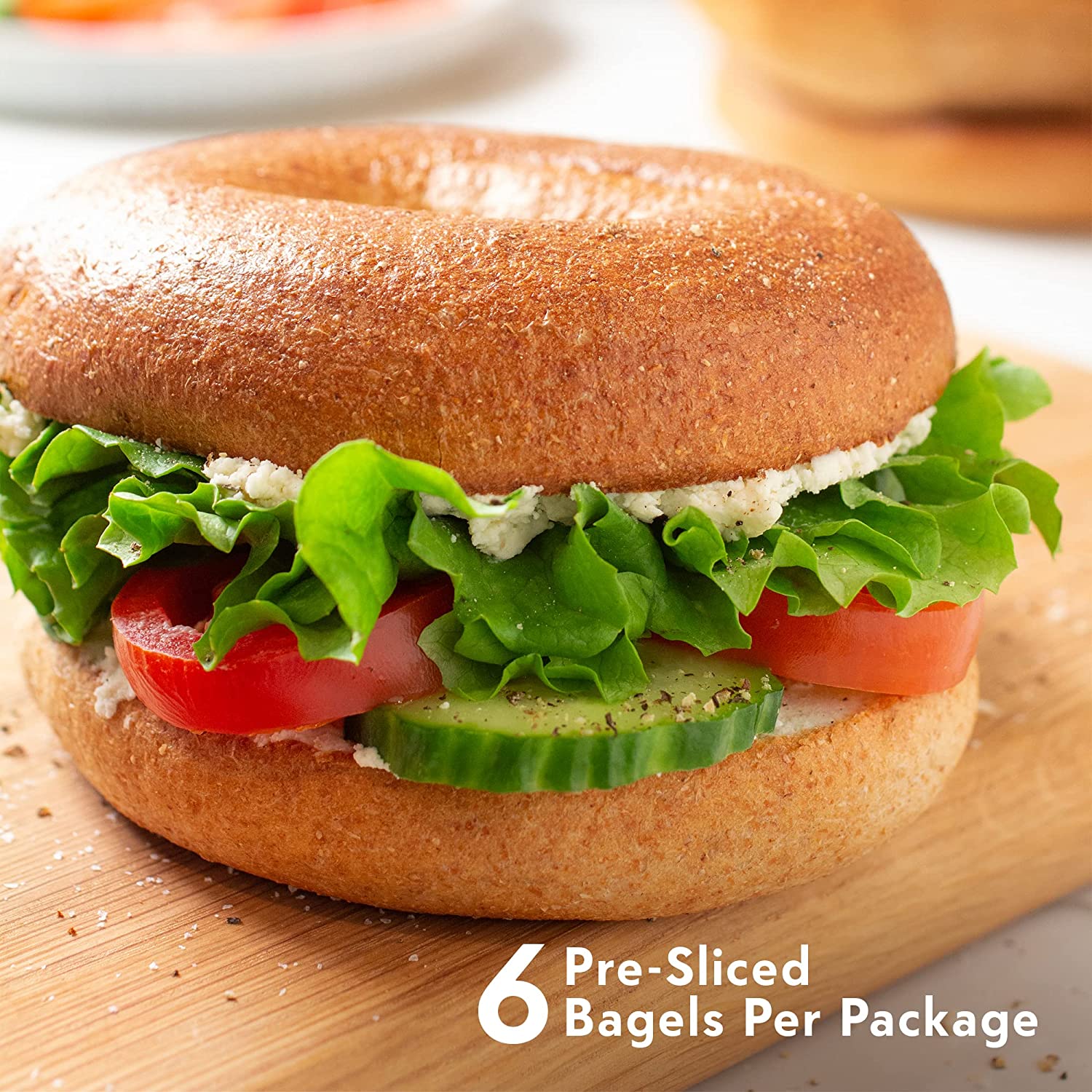 Toufayan: Jumbo Bagels | Health Baked Whole Wheat 6 pieces 14G Protein 20oz.