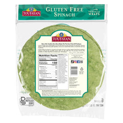 Toufayan Gluten Free Tortilla Wraps 6 Count (11 oz) Spinach Flavor Certified Vegan, Resealable Freshness For Sandwiches, Pinwheels & Meal Prep - SANI-LLC