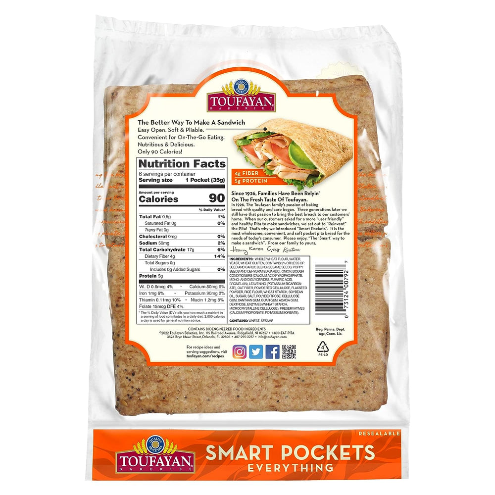 Toufayan Smart Pockets – Everything 6 COUNT | NET WT. 7.4 OZ. (210g) - 1PaysLess