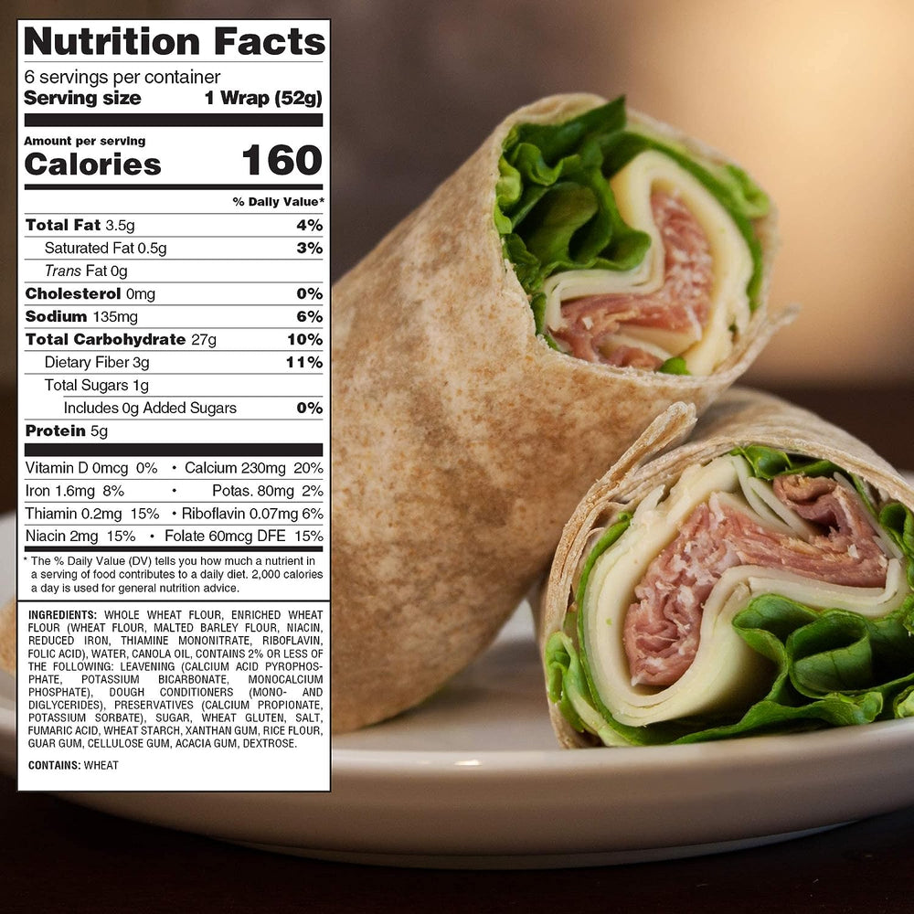 Toufayan Wraps – Wholesome Wheat 6 COUNT | NET WT. 11 OZ. (312g) - 1PaysLess