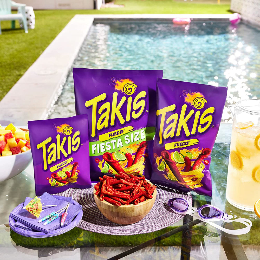 Barcel, Takis Fuego Hot Chili Pepper & Lime Flavored Corn Tortilla Chips Snacks 9.9 oz - 1PaysLess
