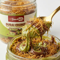Snacksify Dubai Crunch Chocolate Pistachio Spread - 5.20 oz (150g) - Gourmet Hazelnut & Pistachio Butter with Crunchy Kataifi - Premium Dessert Topping for Crepes, Toast, and Fruit
