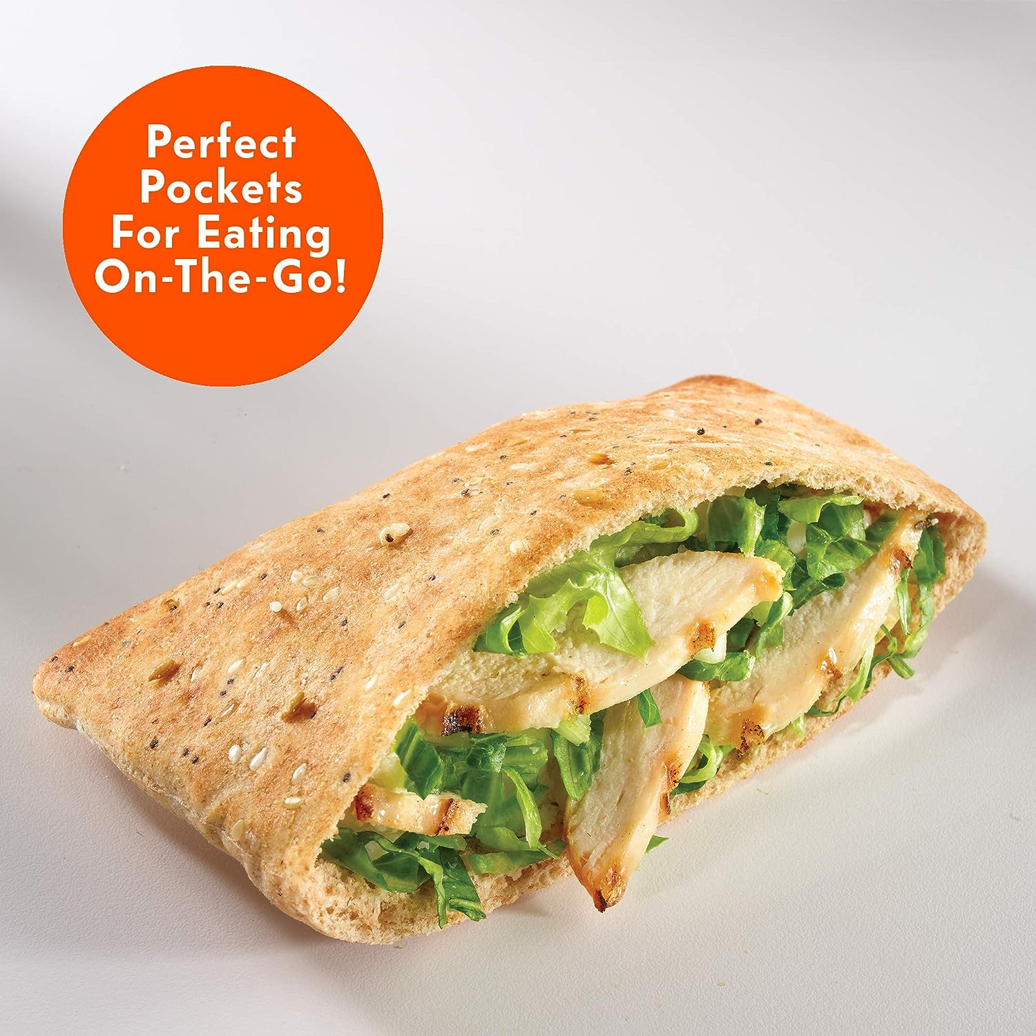 A Toufayan sandwich or a pocket for on the go