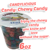 Cup Candy Licious | CHEWY CANDY | The Everyday Flavor Chewy Candy | Mix fruit |HALAL | Sweets & Delicious|6oz.