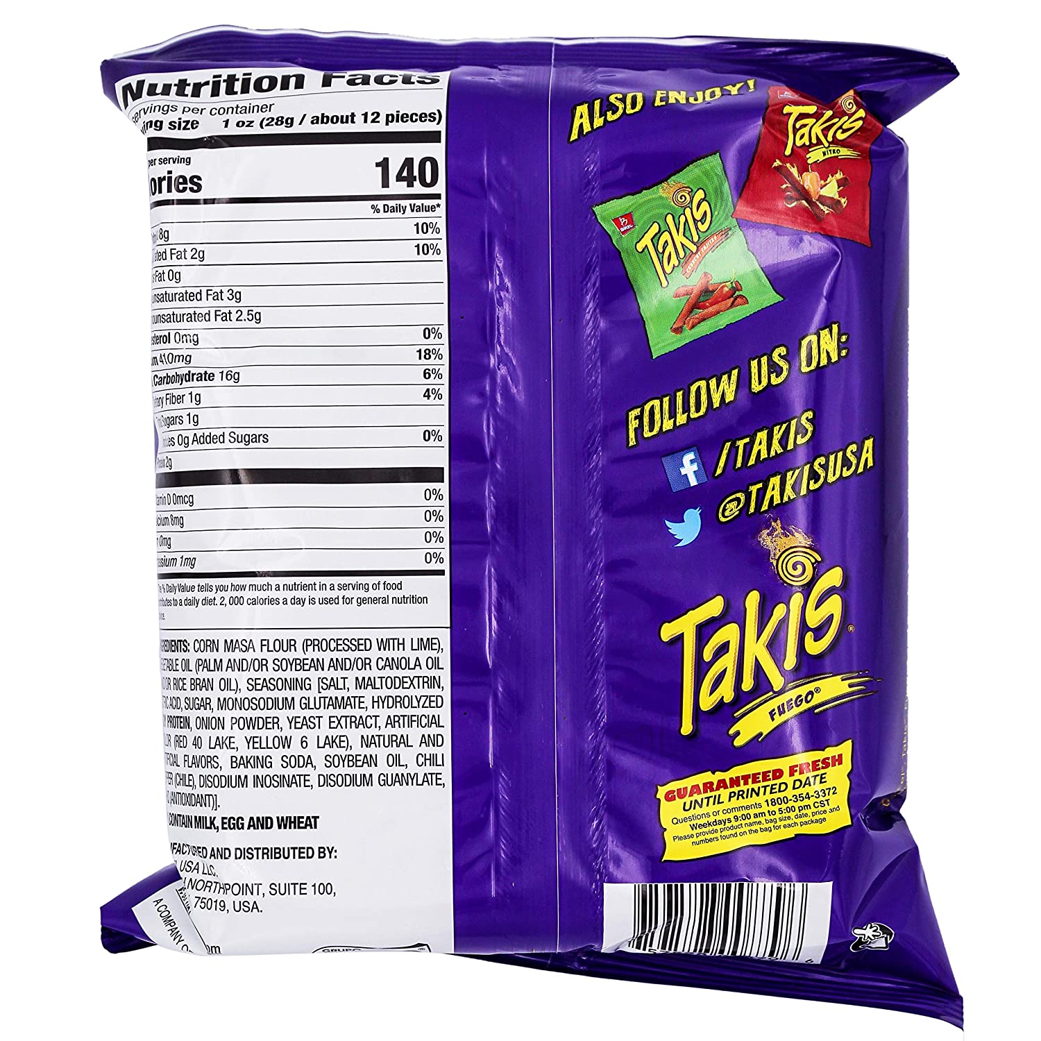 Barcel Takis Fuego 4 oz Hot Chili Pepper & Lime Flavored Rolled Tortilla Chips