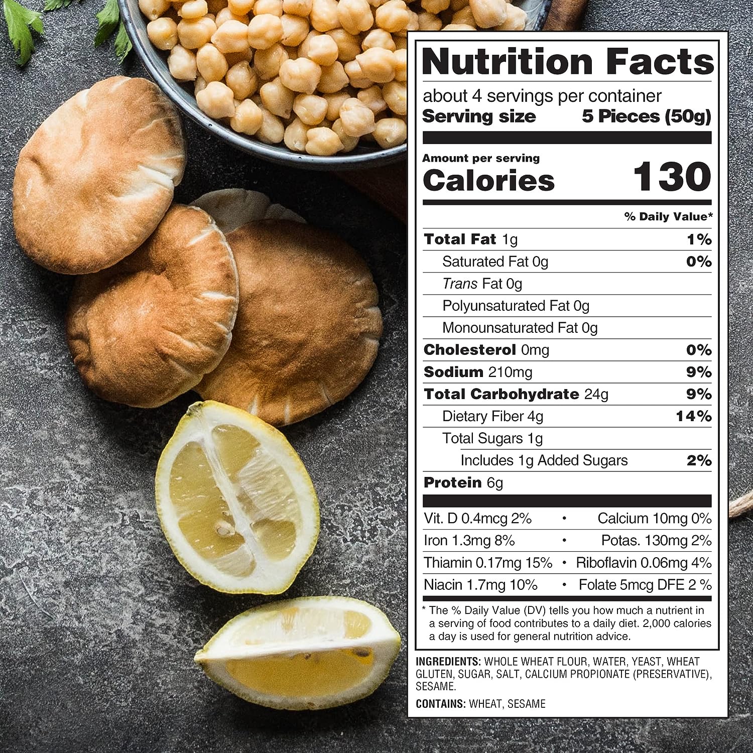 Toufayan Whole Wheat Mini Pitettes Nutrition Facts
