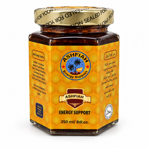 Ashfiah Energy Support Honey 8oz (250ml) – Royal Honey Blend with Ginseng & Black Seed