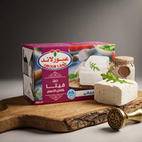 Close-up of Obour Land Full Cream Feta Cheese block showing creamy white texture, ideal for salads, sandwiches, and healthy snacks