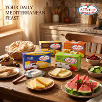 Obour Land Premium soft cheese bundle with feta, old cheese, bramilly, and edam spread in 4 x 250g packs for breakfast and salads