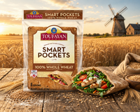 Toufayan Whole Wheat Pita Bread Smart Pockets, 6-pack, 7.4 oz, heart-healthy whole wheat pita for sandwiches and snacks