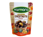 Organic peeled roasted chestnuts by Tamara, 100g package, suitable for cooking and snacking, shown in the image.