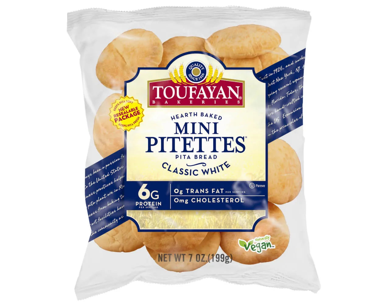 A bag of Toufayan bread mini buns aka Mini Pitettes