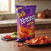Takis Kettlez Fuego Kettle Cooked Potato Chips, 8 oz Bag, Hot Chili Pepper & Lime, Intense Crunch and Spicy Heat, Bold Flavor Snacks