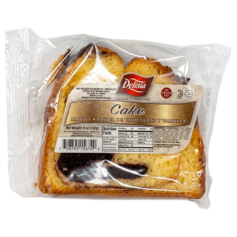 Delisia Marble Cake Slice 5 oz Chocolate & Vanilla -Single Cake Snack