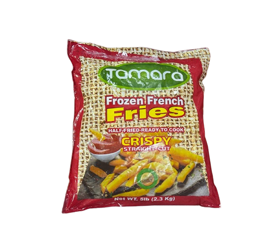Frozen Tamara French Fries 5lb crispy straight-cut potatoes, ideal for quick meals and snacking.