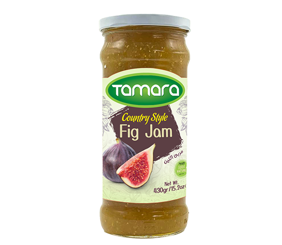Tamara country style fig jam in a 430g jar, showcasing a rich, chunky fruit spread ideal for toast and breakfast.