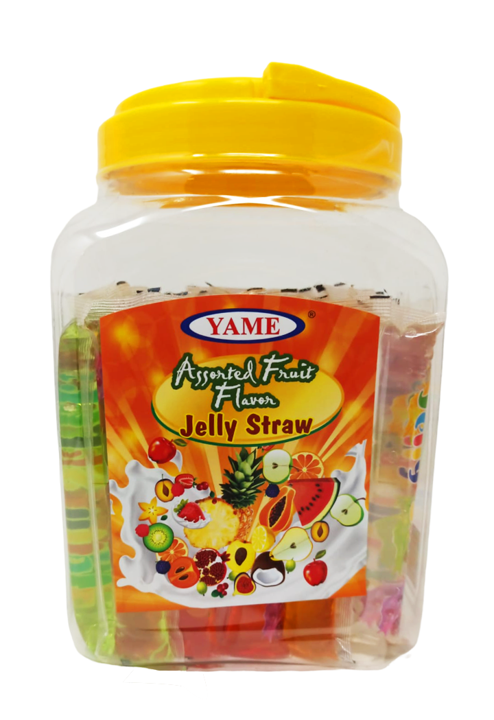 YAME | حلال | Halal |  ASSORTED PUDDING & JELLY STRAWS | Delicious with different flavors | YAME JAR | 56.44 oz