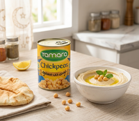 Canned Tamara boiled chickpeas, garbanzo beans in a 6.6lb can, ideal for making hummus or adding to salads and dishes.