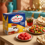 Obour Land feta cheese block, 500g, showcasing creamy white cheese with a crumbly texture and fresh appearance.